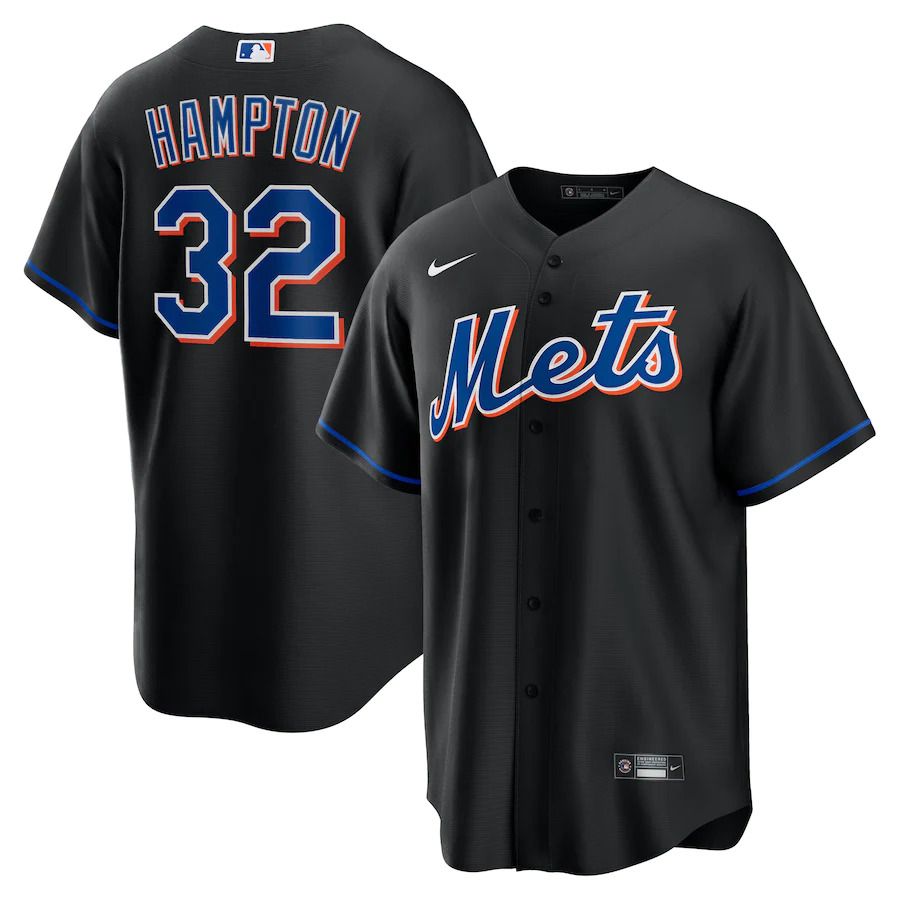 Custom Men New York Mets #32 Mike Hampton Nike Black 2022 Alternate Replica Player MLB Jersey